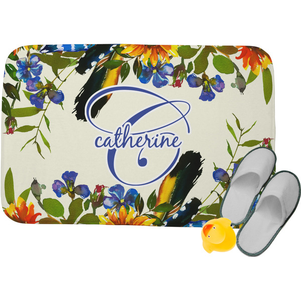 Custom Sunflowers Memory Foam Bath Mat - 24"x17" (Personalized)