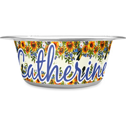 Sunflowers Stainless Steel Dog Bowl (Personalized)