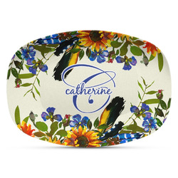 Sunflowers Plastic Platter - Microwave & Oven Safe Composite Polymer (Personalized)
