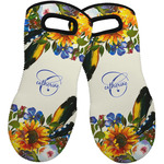 Sunflowers Neoprene Oven Mitts - Set of 2 w/ Name and Initial