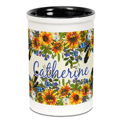 Sunflowers Ceramic Pencil Holders - Black