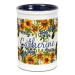 Sunflowers Ceramic Pencil Holders - Blue