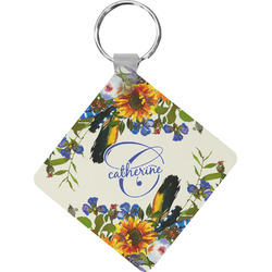 Sunflowers Diamond Plastic Keychain w/ Name and Initial