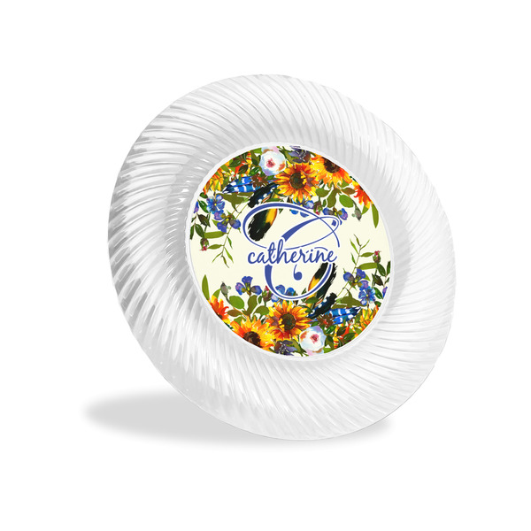 Custom Sunflowers Plastic Party Appetizer & Dessert Plates - 6" (Personalized)