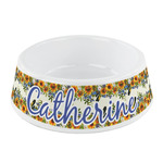 Sunflowers Plastic Dog Bowl - Small (Personalized)