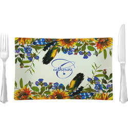 Sunflowers Glass Rectangular Lunch / Dinner Plate (Personalized)