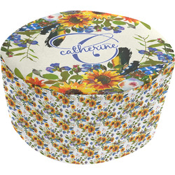 Sunflowers Round Pouf Ottoman (Personalized)