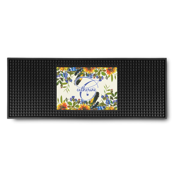 Custom Sunflowers Rubber Bar Mat (Personalized)