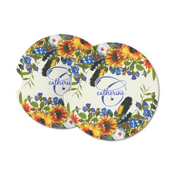 Sunflowers Sandstone Car Coasters - Set of 2 (Personalized)