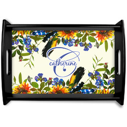 Sunflowers Black Wooden Tray - Small (Personalized)