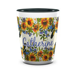 Sunflowers Ceramic Shot Glass - 1.5 oz - Two Tone - Set of 4 (Personalized)