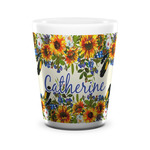 Sunflowers Ceramic Shot Glass - 1.5 oz - White - Set of 4 (Personalized)