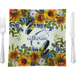 Sunflowers Glass Square Lunch / Dinner Plate 9.5" (Personalized)