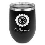 Sunflowers Stemless Stainless Steel Wine Tumbler - Black - Double Sided (Personalized)