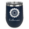 Sunflowers Stainless Wine Tumblers - Navy - Double Sided - Front