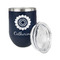 Sunflowers Stainless Wine Tumblers - Navy - Single Sided - Alt View