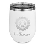 Sunflowers Stemless Stainless Steel Wine Tumbler - White - Single Sided (Personalized)