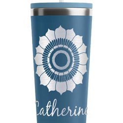 Sunflowers RTIC Everyday Tumbler with Straw - 28oz - Steel Blue - Double-Sided (Personalized)