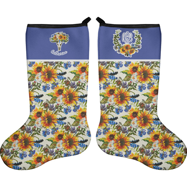 Custom Sunflowers Holiday Stocking - Double-Sided - Neoprene (Personalized)