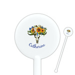 Sunflowers 5.5" Round Plastic Stir Sticks - White - Single Sided (Personalized)