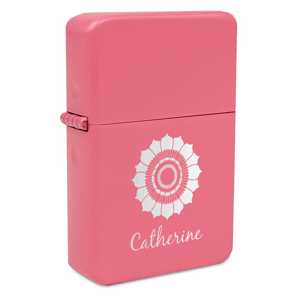 Custom Sunflowers Windproof Lighter - Pink - Single Sided (Personalized)