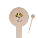 Sunflowers 4" Round Wooden Food Picks - Single Sided (Personalized)