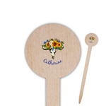 Sunflowers 6" Round Wooden Food Picks - Single Sided (Personalized)