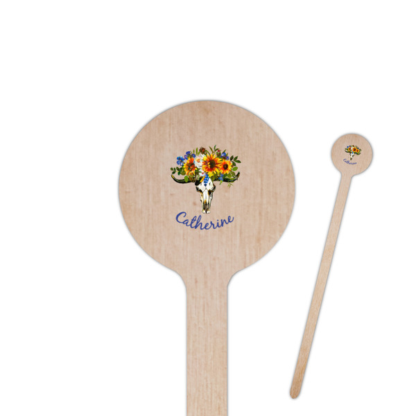 Custom Sunflowers 7.5" Round Wooden Stir Sticks - Double Sided (Personalized)