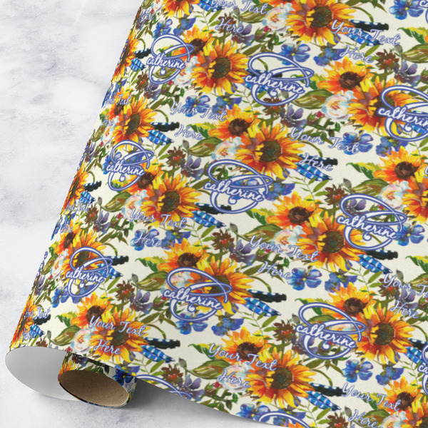 Custom Sunflowers Wrapping Paper Roll - Large - Matte (Personalized)