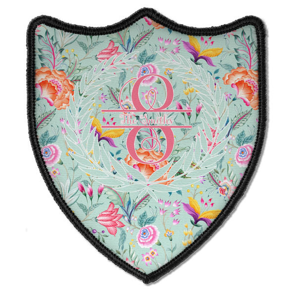 Custom Exquisite Chintz Iron On Shield Patch B w/ Name and Initial