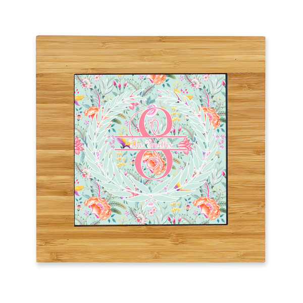 Custom Exquisite Chintz Bamboo Trivet with Ceramic Tile Insert (Personalized)