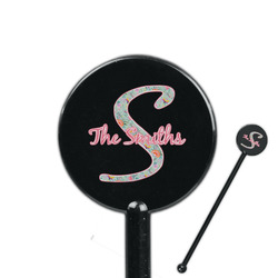 Exquisite Chintz 5.5" Round Plastic Stir Sticks - Black - Double Sided (Personalized)