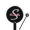 Exquisite Chintz Black Plastic 5.5" Stir Stick - Round - Closeup