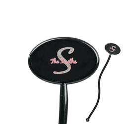 Exquisite Chintz 7" Oval Plastic Stir Sticks - Black - Double Sided (Personalized)