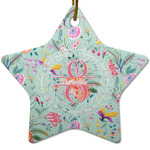 Exquisite Chintz Star Ceramic Ornament w/ Name and Initial