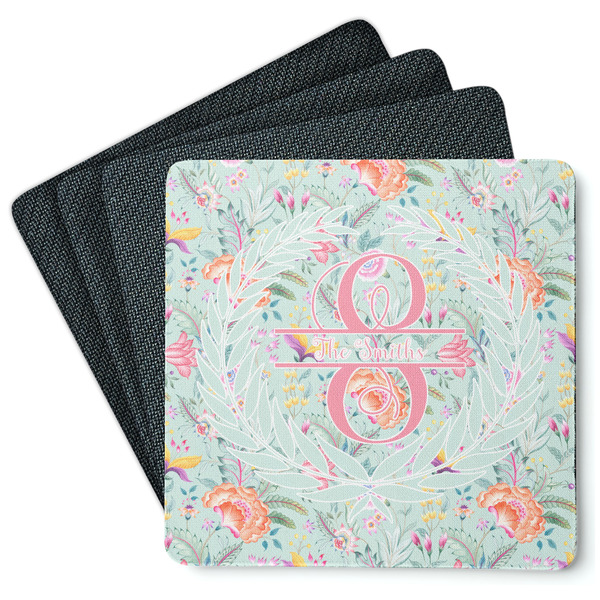 Custom Exquisite Chintz Square Rubber Backed Coasters - Set of 4 (Personalized)