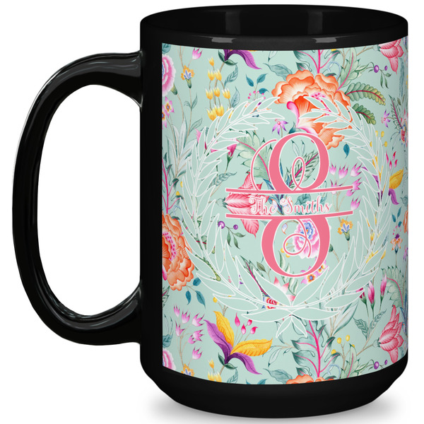 Custom Exquisite Chintz 15 Oz Coffee Mug - Black (Personalized)