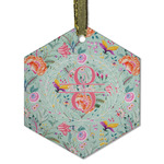 Exquisite Chintz Flat Glass Ornament - Hexagon w/ Name and Initial