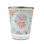 Exquisite Chintz Glass Shot Glass - 1.5 oz - with Gold Rim - Single (Personalized)