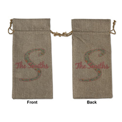 Exquisite Chintz Large Burlap Gift Bag - Front & Back (Personalized)