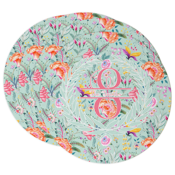 Custom Exquisite Chintz Round Paper Coasters w/ Name and Initial