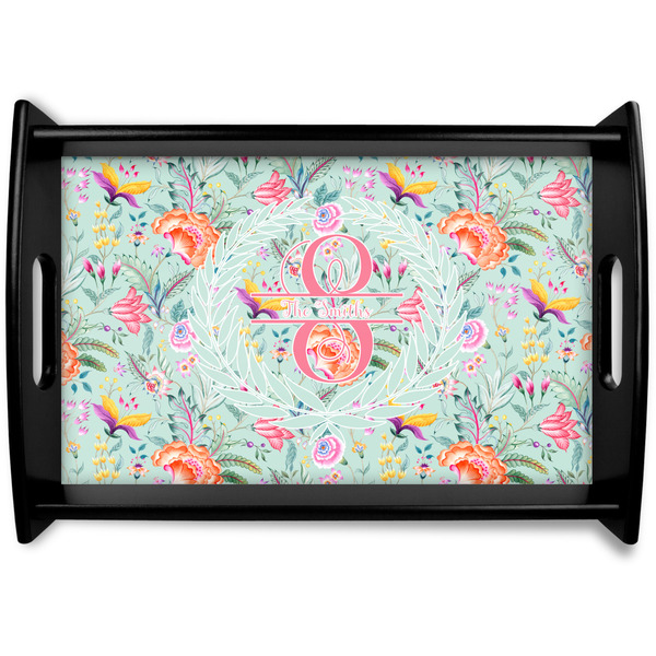 Custom Exquisite Chintz Black Wooden Tray - Small (Personalized)