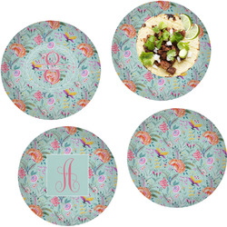 Exquisite Chintz Set of 4 Glass Lunch / Dinner Plate 10" (Personalized)