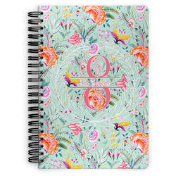 Exquisite Chintz Spiral Notebook - 7x10 w/ Name and Initial