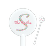 Exquisite Chintz 5.5" Round Plastic Stir Sticks - White - Double Sided (Personalized)