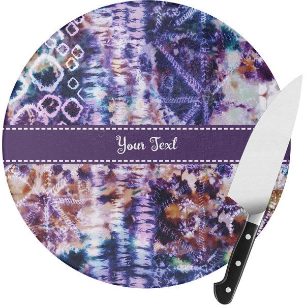 Custom Tie Dye Round Glass Cutting Board - Small (Personalized)