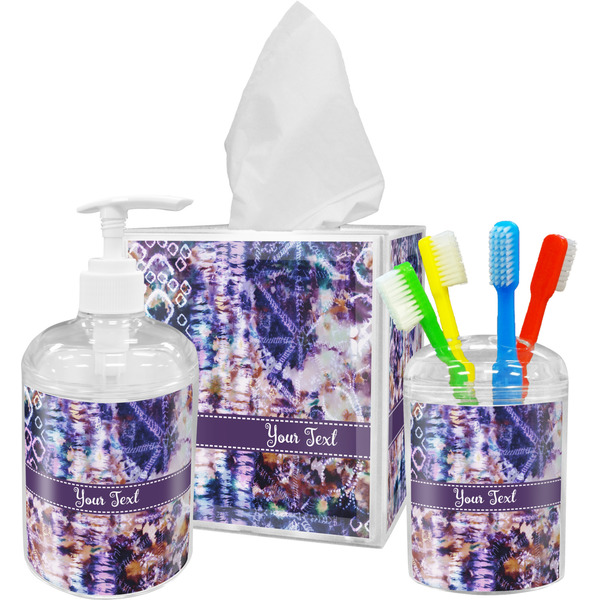 Custom Tie Dye Acrylic Bathroom Accessories Set w/ Name or Text