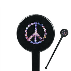 Tie Dye 7" Round Plastic Stir Sticks - Black - Single Sided