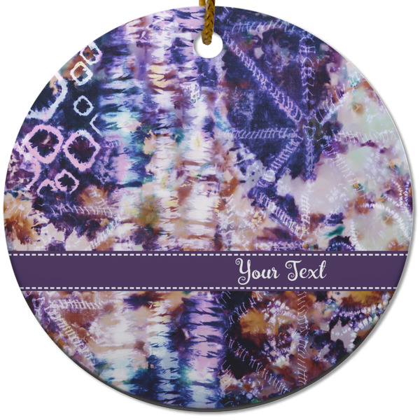 Custom Tie Dye Round Ceramic Ornament w/ Name or Text