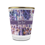 Tie Dye Glass Shot Glass - 1.5 oz - with Gold Rim - Single (Personalized)